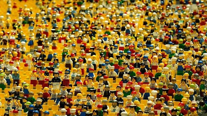 crowd of lego people